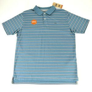 Dockers Mens Signature Performance Polo Shirt Short Sleeve Blue Striped Sz M New